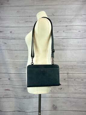 Minooy Leather Crossbody Wallet Bag Teal Zip Around Organizer Purse